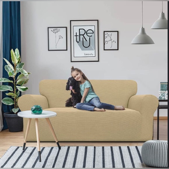 Sofa Cover Stretch Loveseat Cover Sofa Slipcover Protector for Loveseat, Beige - Picture 10 of 10